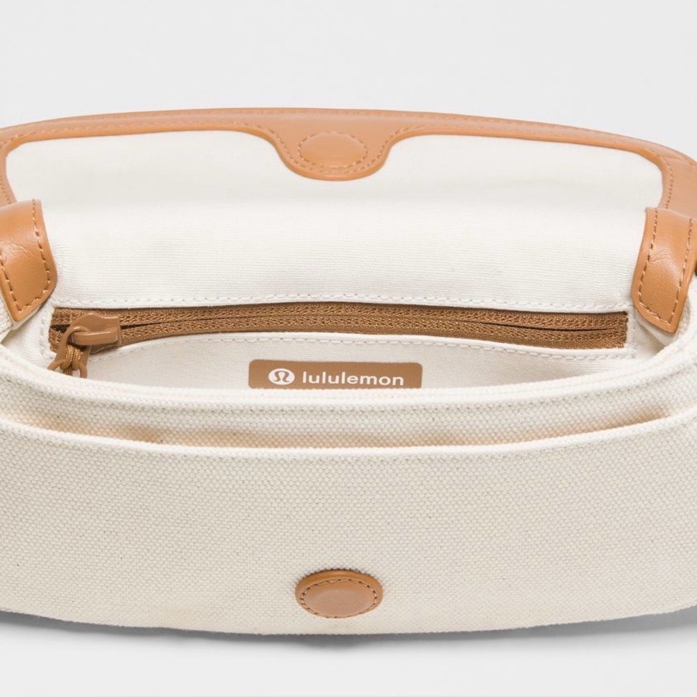 NWT Lululemon Canvas Mini Bag Natural/Chestnut Brown - Picture 5 of 16